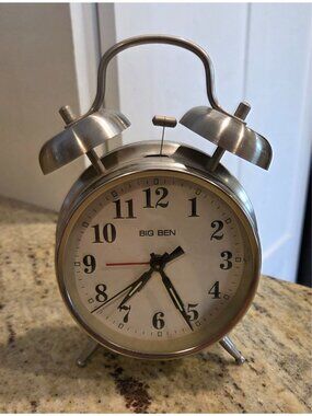 Big Ben Bell Alarm Clock 311 Silver Color Battery Operated